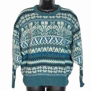 VTG MAC MILLAN SCOTLAND WOOL SWEATER 80s 90s FAIR ISLE COTTAGECORE PREPPY M L